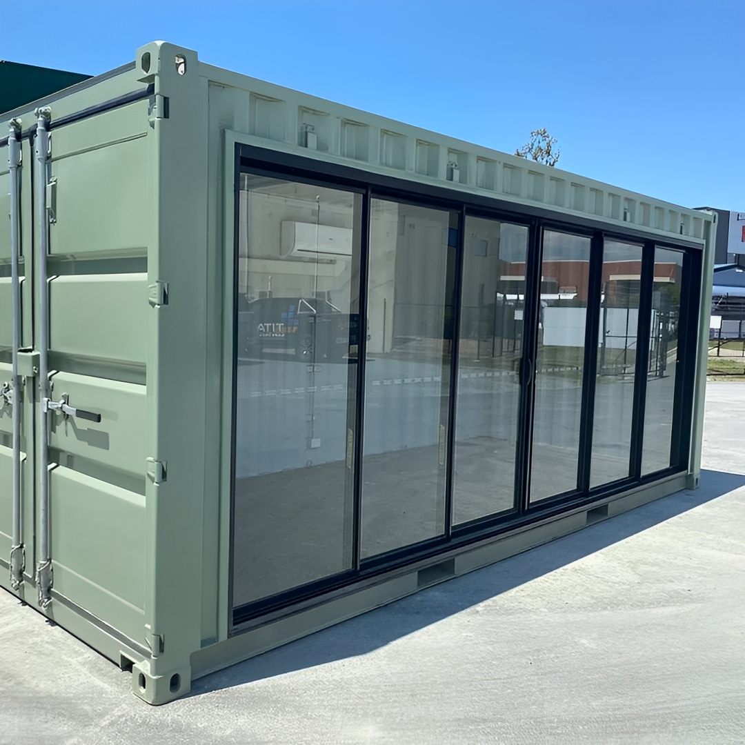 modified 20ft container office with glass door ac 1