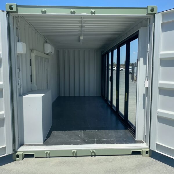 modified 20ft container office with glass door ac1 600x600 1 1